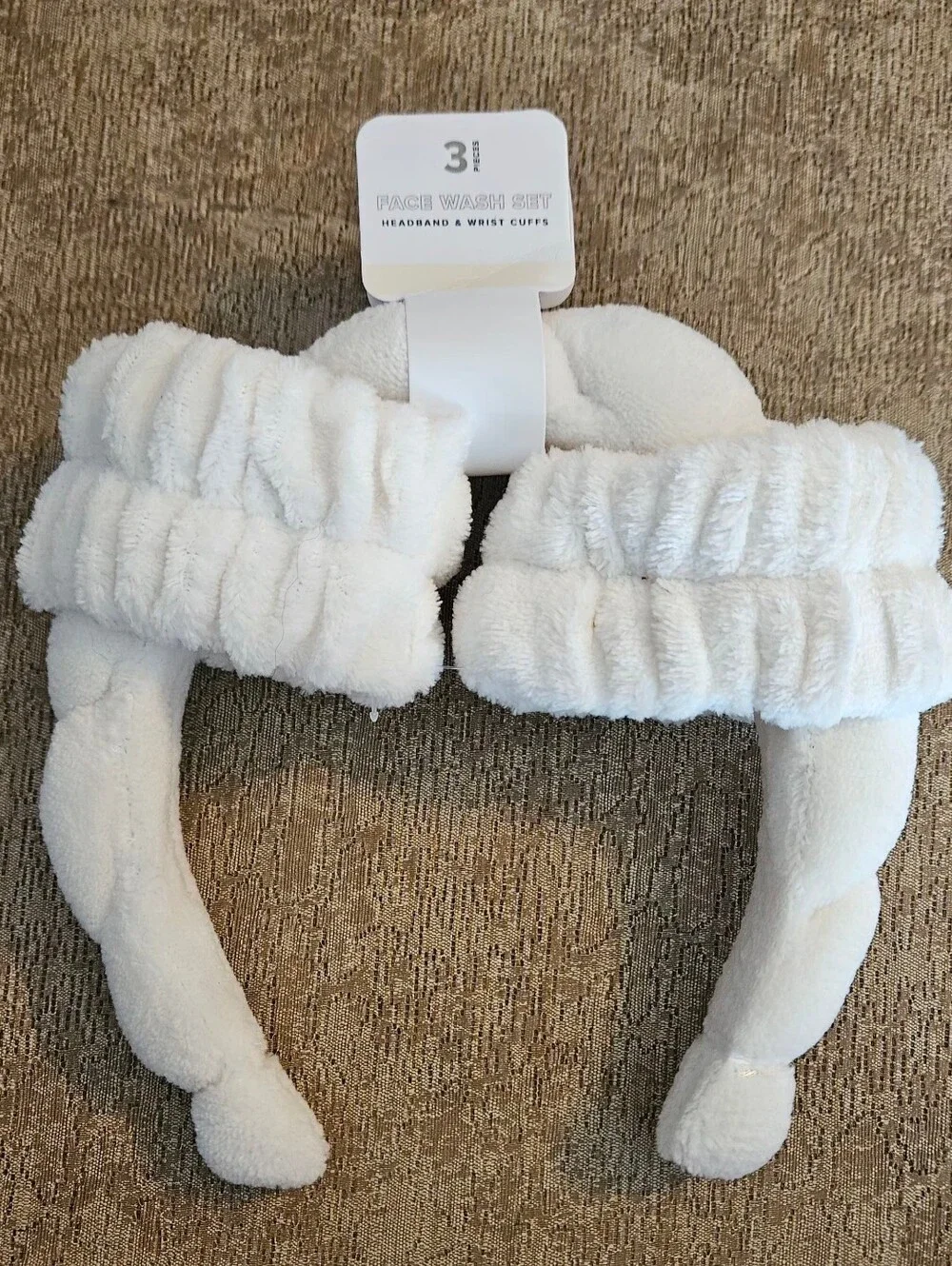 Plush White Headband Set - Soft Wash & Spa Accessories